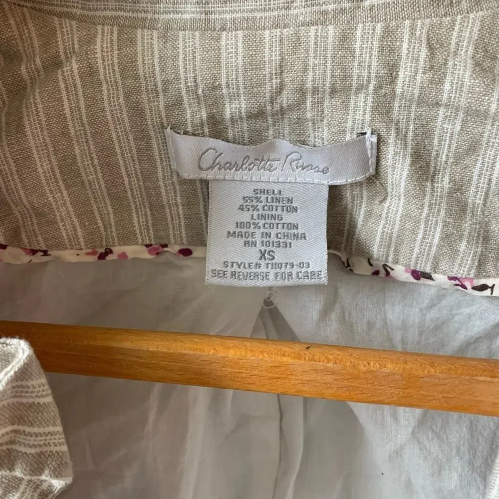 Charlotte Russe 3/4 Cream Striped Blazer - Picture 6 of 6